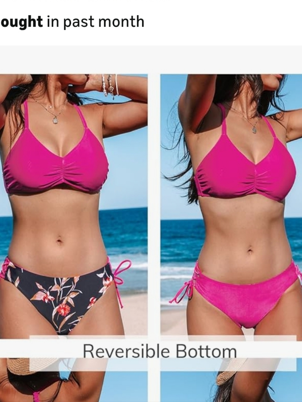 Cupshe Bikini Top with Navy Floral Tie-Side Reversible Bottom